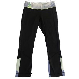 Lululemon Pace Rival Crop Black Wind Chill Black Lullaby Periwinkle Green